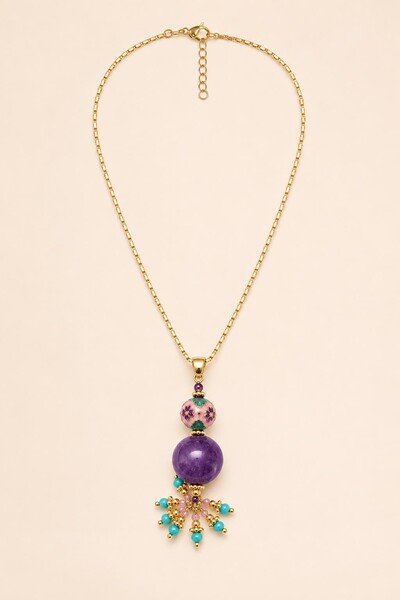 Foto Colar Positano Jade Lilás Banho Ouro 18K