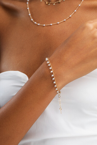 Foto Pulseira Dourada Mini Pérolas
