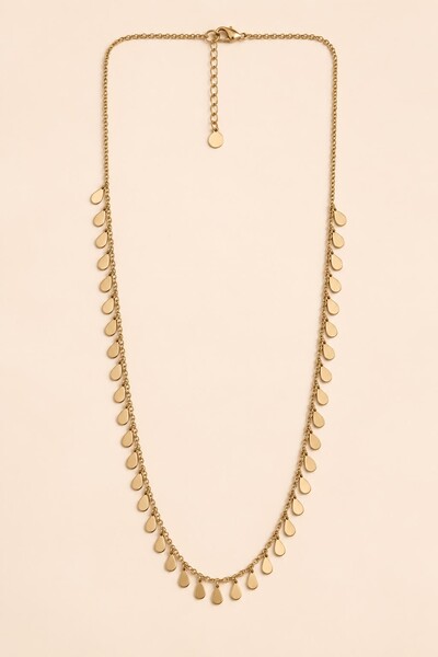 Foto Colar Dourado Longo Gotas