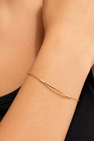 Foto Pulseira Veneziana Palito Banho Ouro 18K