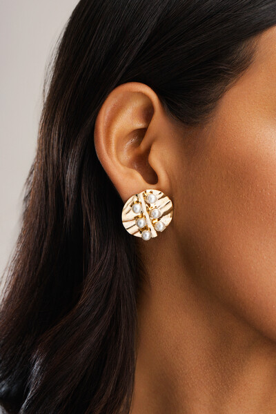 Foto Brinco Dourado Círculo Martelado