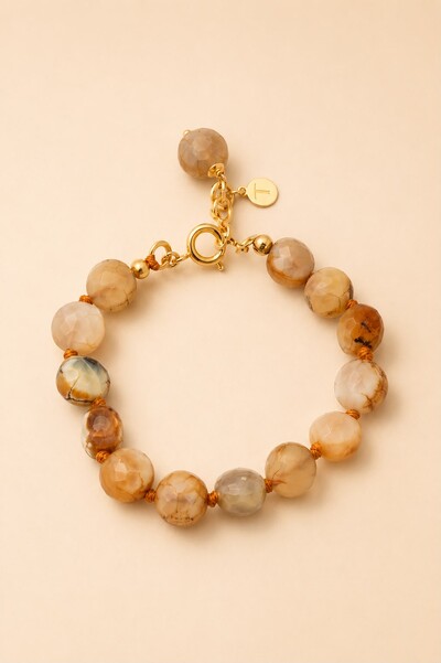 Foto Pulseira Agatha Natural Coin Banho Ouro 18K