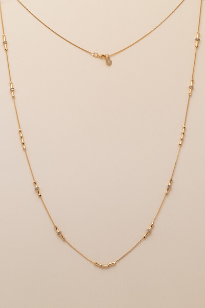 Foto Colar Fiore Bamboo Zircônia Banho Ouro 18K
