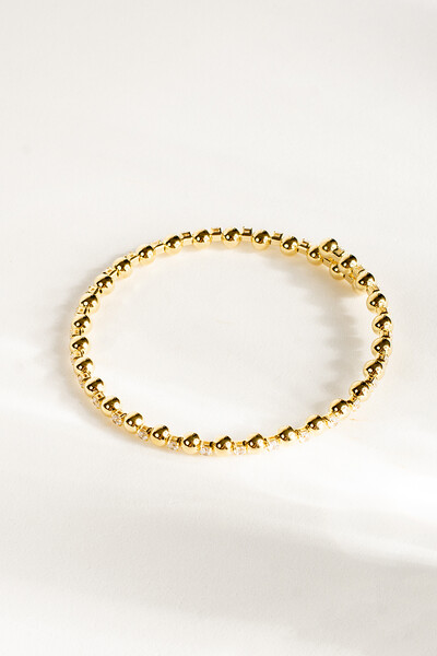 Foto Pulseira Dourada Bolas e Zircônias Cristal