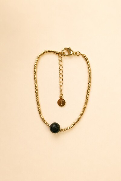 Foto Pulseira Dourada Biarritz Canutilhos Jade Verde