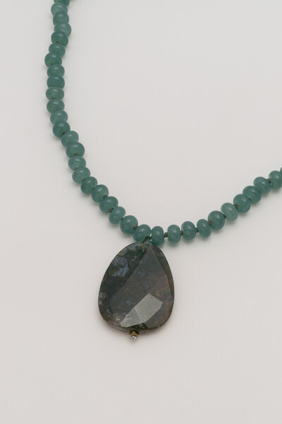 FotoColar Jade Agatha Musgo Banho Ouro 18K