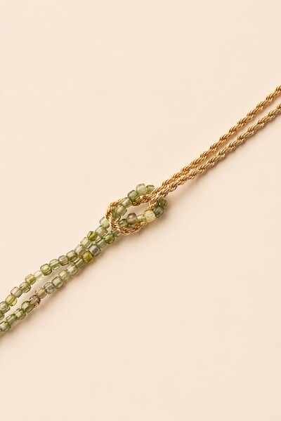 Foto Pulseira Entrelaçada Zircônia Verde Banho Ouro 18K