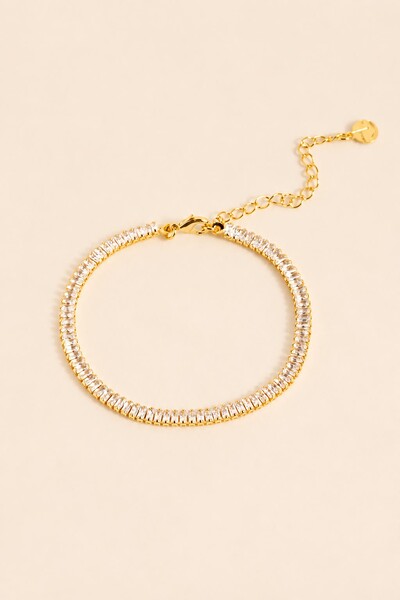 Foto Pulseira Riviera Zircônia Baguete Dourada