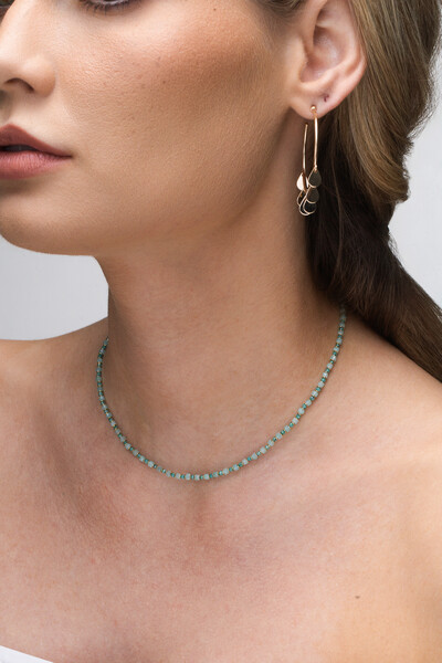 FotoColar Choker Eloysa Amazonita Banho Ouro 18K