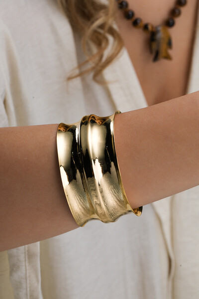 Foto Pulseira Bracelete Largo Dourado