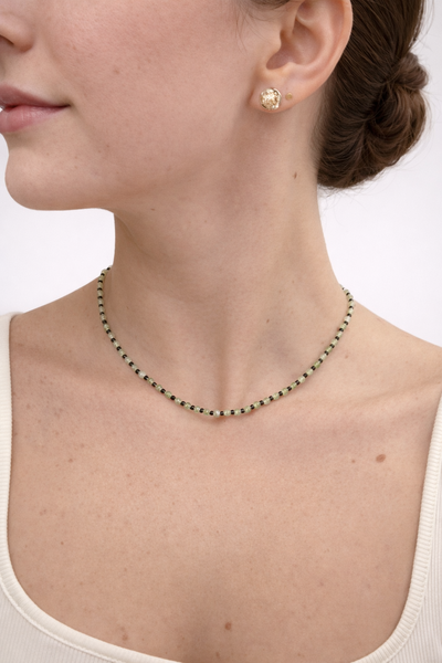 Foto Colar Jade Goldstone Green Banho Ouro 18K