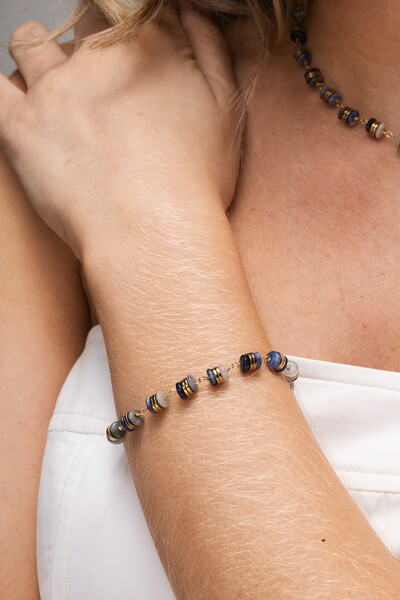 Foto Pulseira Sodalita Banho Ouro 18K