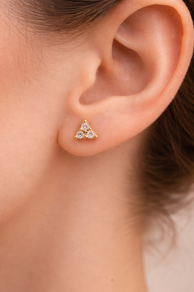 Foto Brinco Zircônia Segundo Furo Banho Ouro 18K