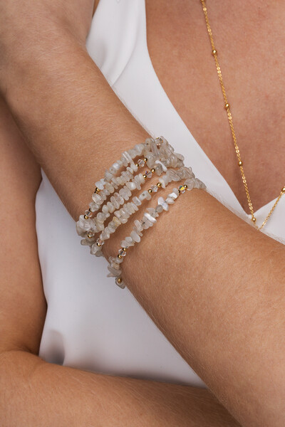 Foto Pulseira Mola Cascalho Banho Ouro 18k