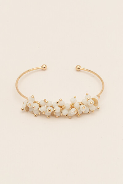 FotoPulseira Plaquinhas Dourada Cristais Off White