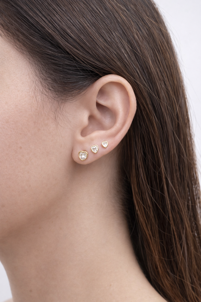 Foto Brinco Trio Coração Zircônia Banho Ouro 18k