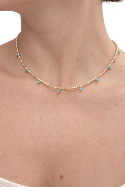 Foto Colar Choker Esferas Dourada