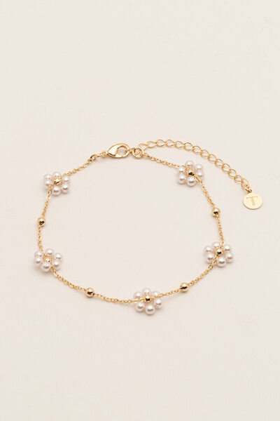 FotoPulseira Dourada Flores Pérolas