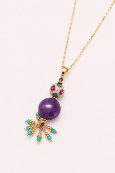 Foto Colar Positano Jade Lilás Banho Ouro 18K