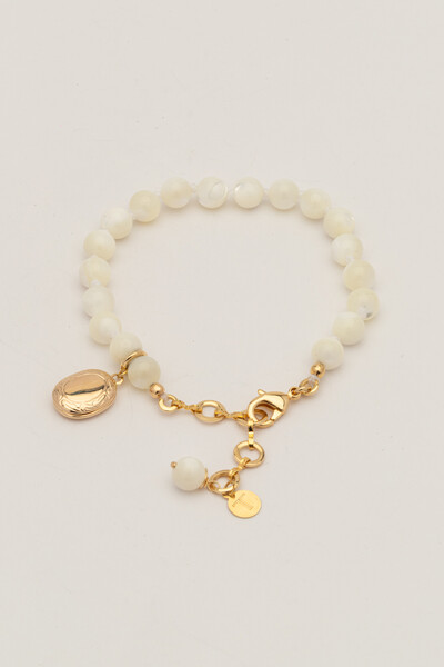 FotoPulseira Esferas Madre Banho Ouro 18K