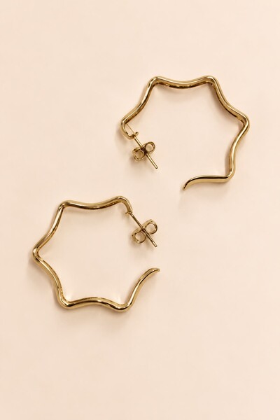 Foto Brinco Dourado Argola Sextavada