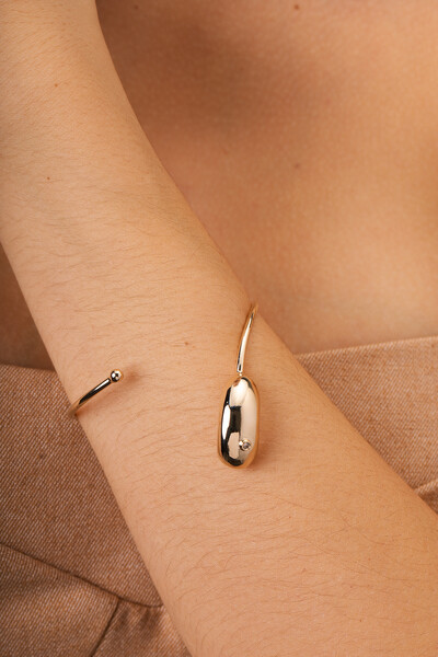 Foto Pulseira Dourada Bean Ponto Zircônia