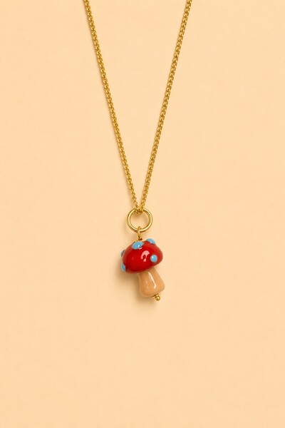 Foto Pingente Cogumelo Da Sorte Banho Ouro 18K
