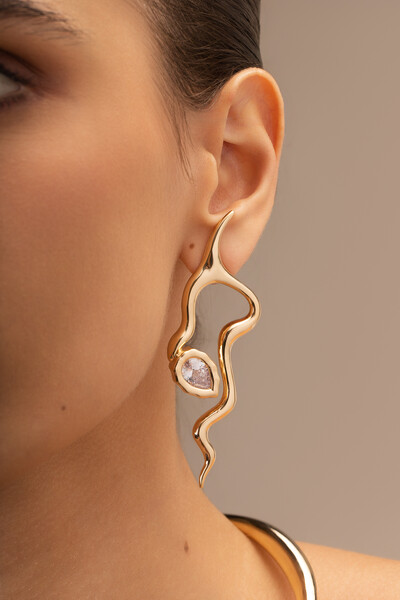 Foto Brinco Dourado Snake Zircônia