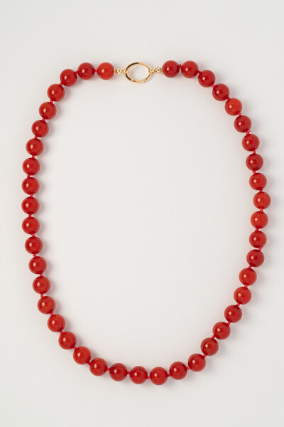 Foto Colar Longo Mavie Jade Terracota Banho Ouro 18K