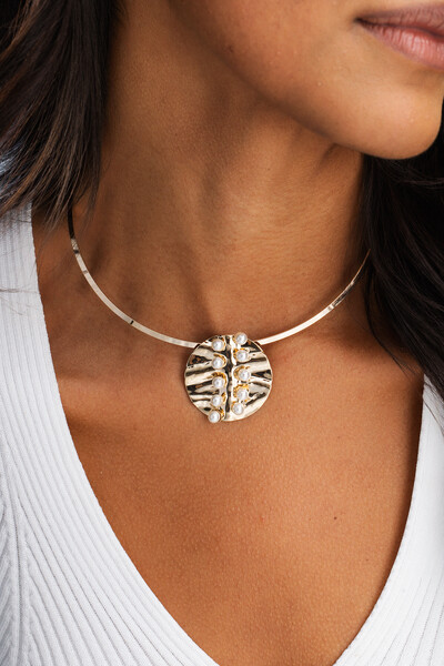 Foto Colar Aro Circulo Martelado