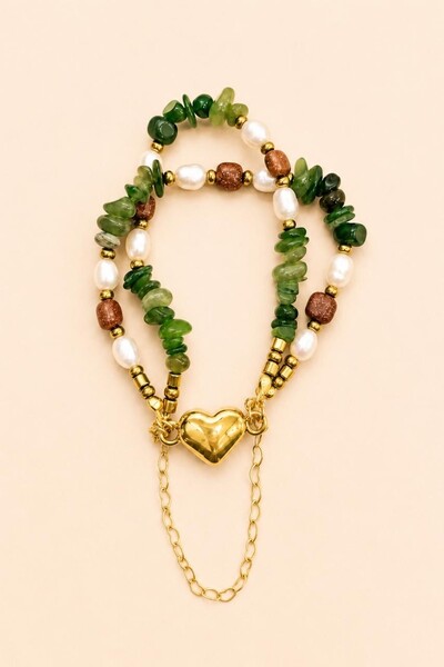 Foto Pulseira Eden Jade Verde Banho Ouro 18K