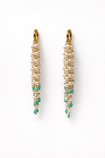 Foto Brinco Argola Dourada Cascata Pérola