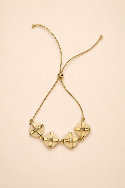 Foto Pulseira Dourada Ajustável Resina Cloud Dancer