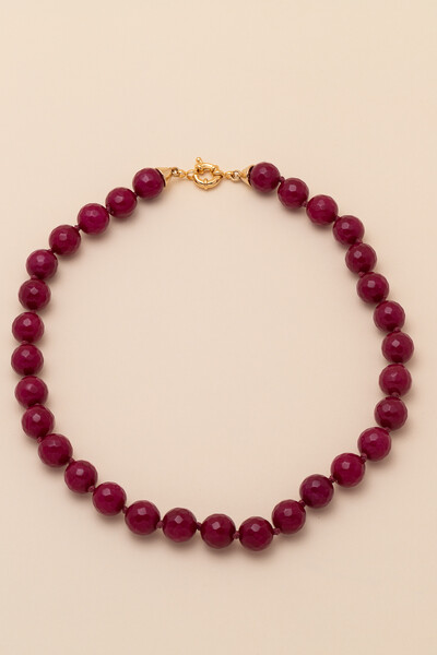 Foto Colar Eva Jade Fúcsia Banho Ouro 18K