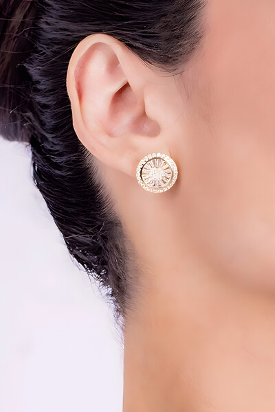 Foto Brinco Pizza Zircônia Banho Ouro 18K