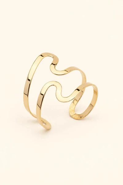 Foto Pulseira Bracelete Dourado Fio Duplo