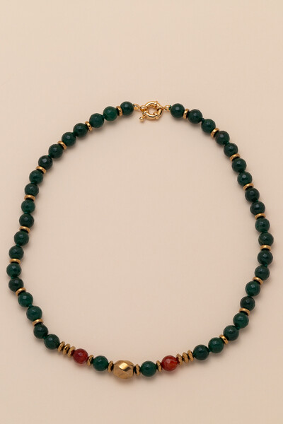Foto Colar Gaia Jade Verde Banho Ouro 18K