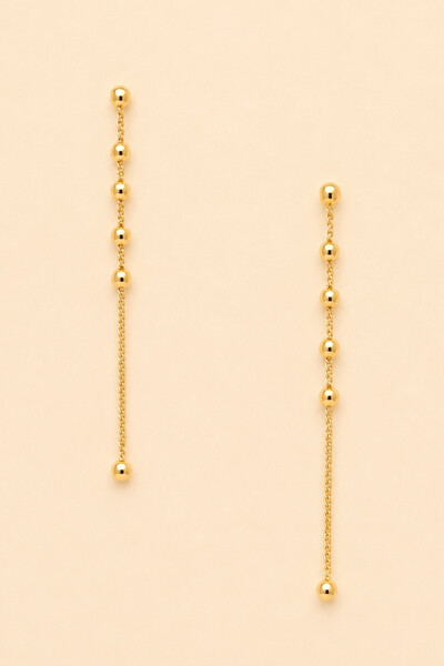 Foto Brinco Fio Bubbles Banho Ouro 18K