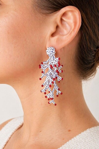 Foto Brinco Cacho Coral Banho Ouro 18K