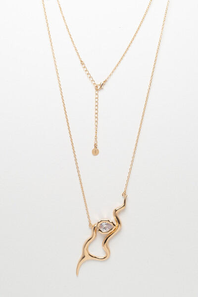 Foto Colar Dourado Longo Snake Zircônia