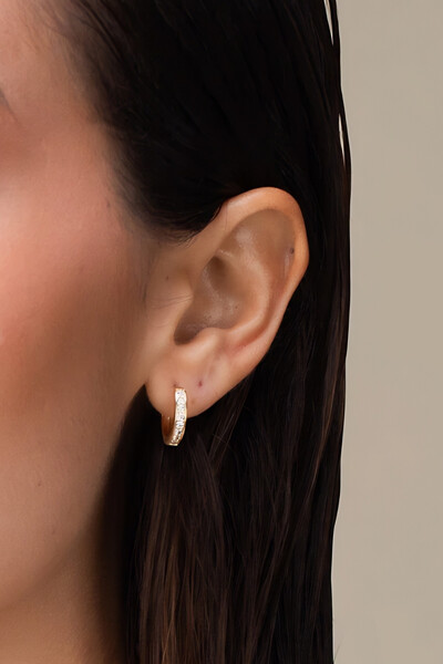 Foto Argola Click Zircônia Cristal Banho Ouro 18K