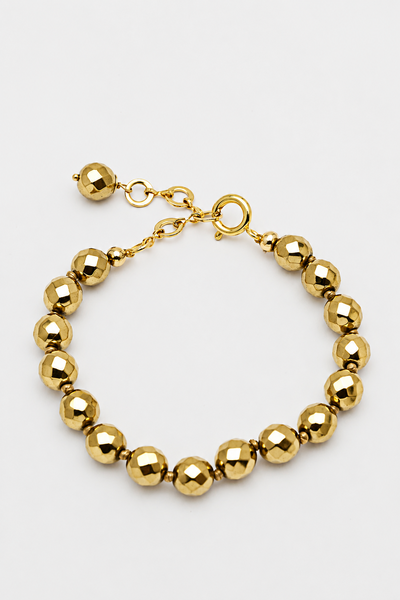 Foto Pulseira Hematita Facetada Banho Ouro 18K