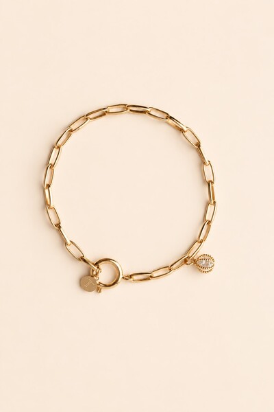 Foto Pulseira Elos Cápsula Zircônia Banho Ouro 18k