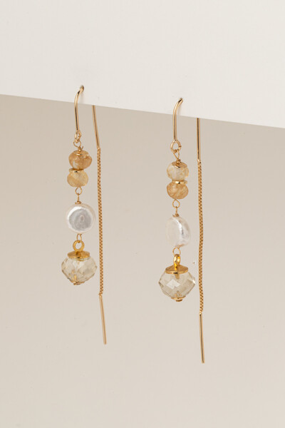 FotoBrinco Anzol Cristal Rutilo Banho Ouro 18K