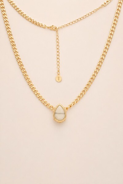 Foto Colar Choker Dourado Gota Resina Off White
