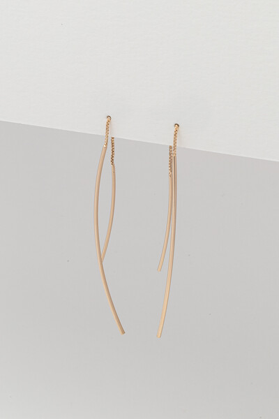 Foto Brinco Fio Palito Banho Ouro 18K