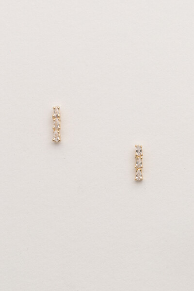 Foto Brinco Mini Palito Zircônia Banho Ouro 18K