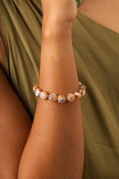 Foto Pulseira Agatha Natural Coin Banho Ouro 18K