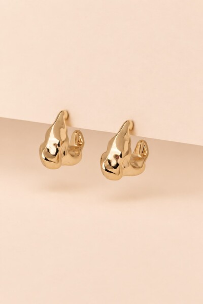 Foto Brinco Dourado Argola Orgânica