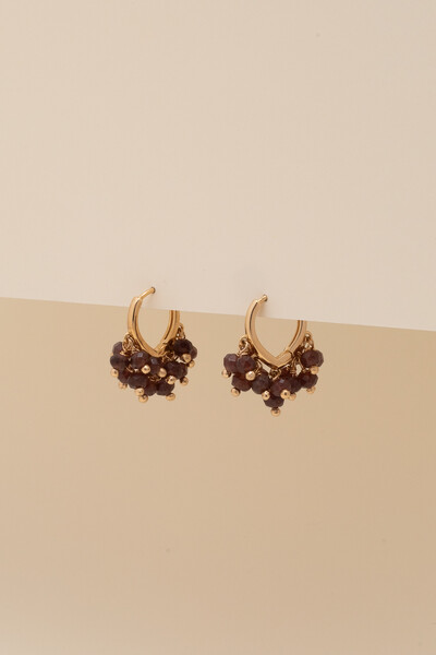 Foto Brinco Ibiza Cachinho Jade Cappuccino Banho Ouro 18K